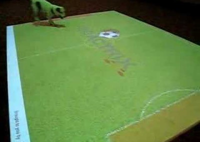 Cute Dog Playing Virtual Soccer